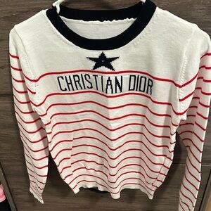 White and Red Striped Sweater size S